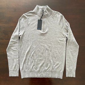 Patrick Assaraf Men's Grey 1/4 Zip Sweater - Med